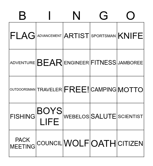 Scout Bingo Card