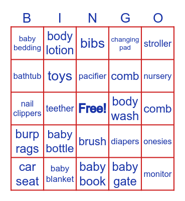 BABY SHOWER Bingo Card