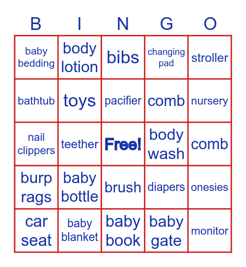 BABY SHOWER Bingo Card