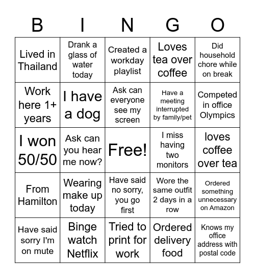 Nikole Bingo Card