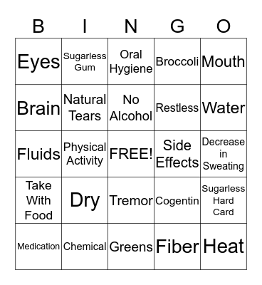 Cogentin Bingo Card