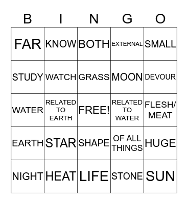 SCIENCE ROOTS Bingo Card