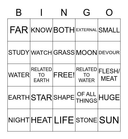SCIENCE ROOTS Bingo Card
