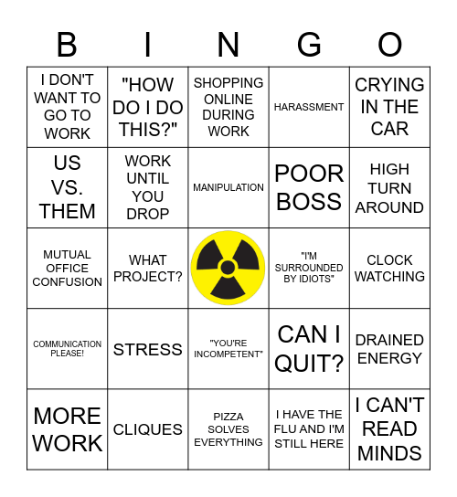 TOXIC WORKPLACE Bingo Card