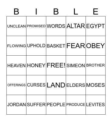 BIBLE BINGO Card