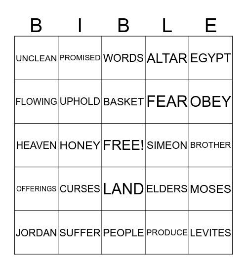 BIBLE BINGO Card