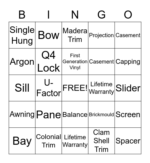 Window Bingo Card