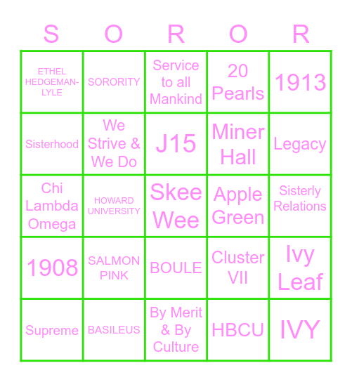 AKA BINGO Card