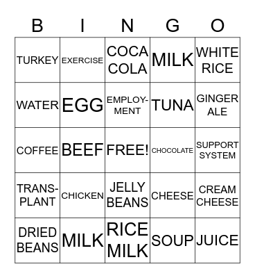 DIALYSIS BINGO Card