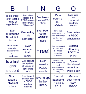 Honors/PTK Bingo! Bingo Card