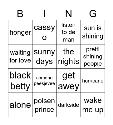 Marick's Muziek Bingo Card