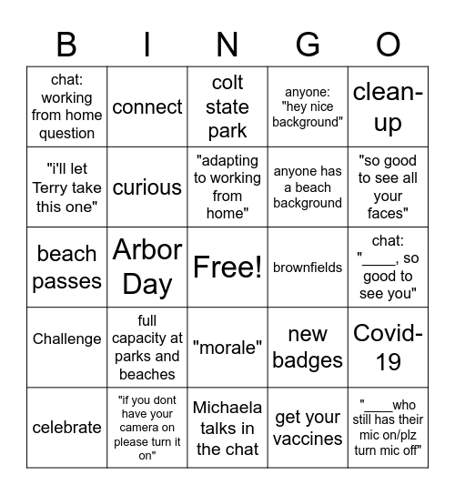 Jnaet Talk Bingo Card