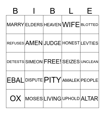 BIBLE BINGO Card