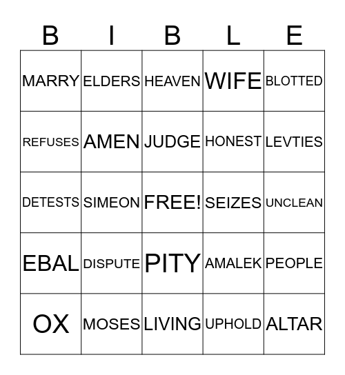 BIBLE BINGO Card