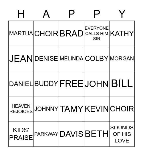 JOHNNY'S 65TH BIRTHDAY Bingo Card