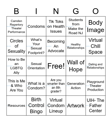 Teen Conference Bingo Card
