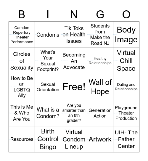 Teen Conference Bingo Card