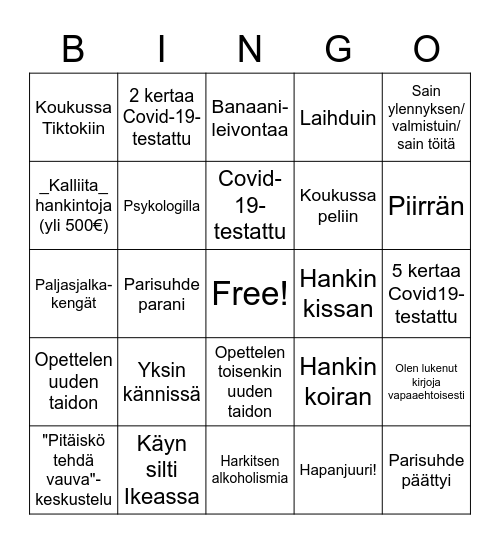 Korona Bingo Card