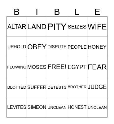 BIBLE BINGO Card