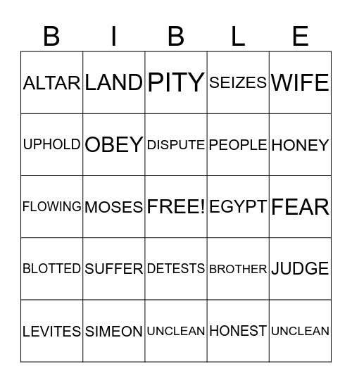 BIBLE BINGO Card