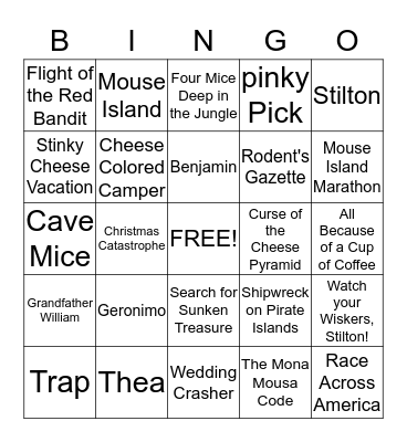 CHEESE Bingo Card