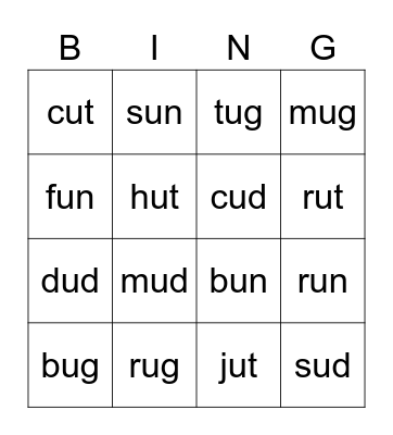 Short Uu Bingo Card