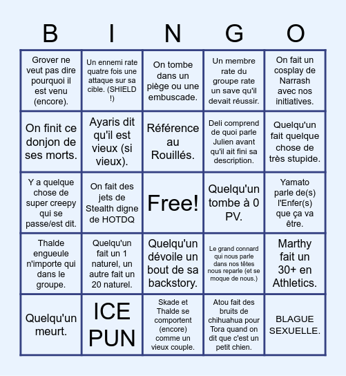 Avernus Bingo Card