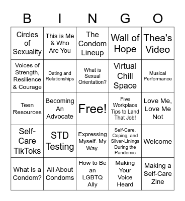 Virtual Teen Conference Bingo Card