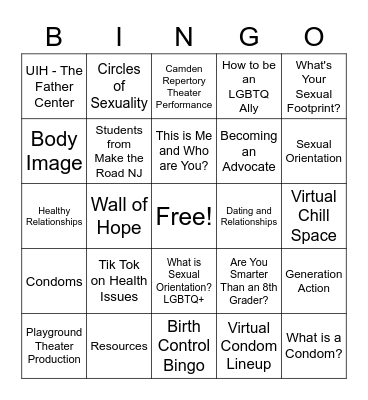 Virtual Teen Conference Bingo Card