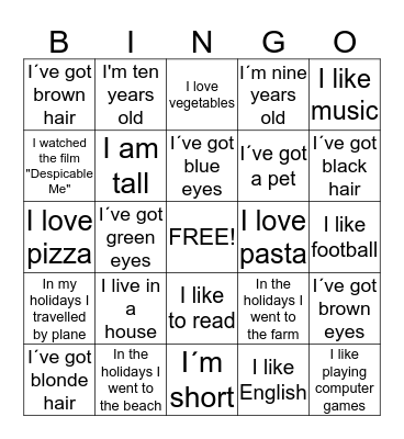This is me! Bingo Card