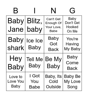 Trines babyshower-musikbingo! Bingo Card