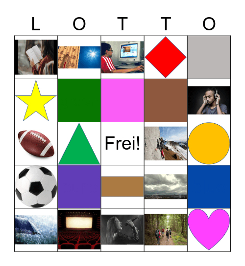 German Lotto: Colors, Shapes, Activities, Weather (Revision) Bingo Card