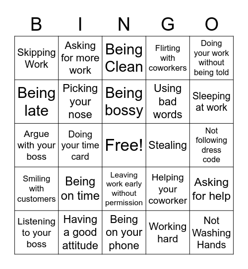 Hired or Fired Bingo Card