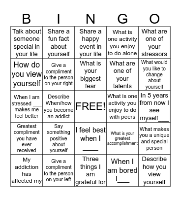 Social Bingo Card