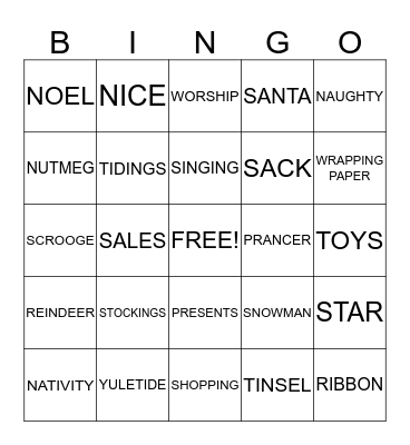 CHRISTMAS BINGO Card