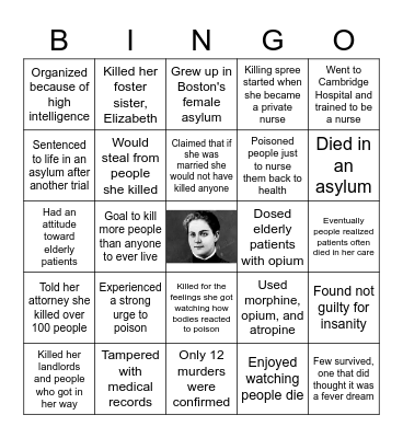 Jane Toppan Bingo Card