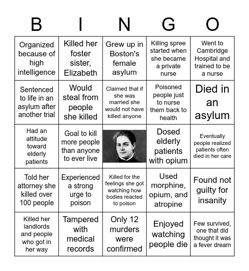 Jane Toppan Bingo Card