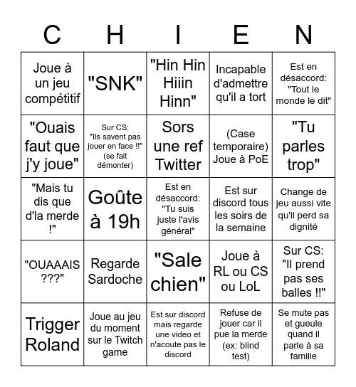 Hugo Boichard Bingo Card