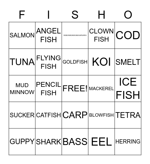 FISH -O Bingo Card