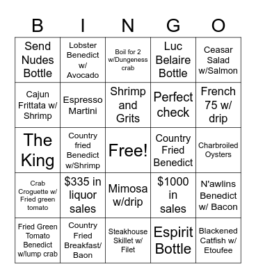 Forking Good Brunch Bingo Card
