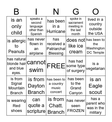 Anyone Who.... Bingo Card