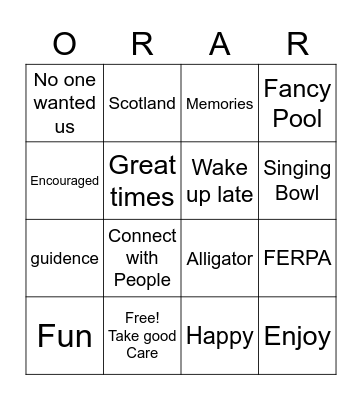 MaryEtta's Retirement Bingo Card