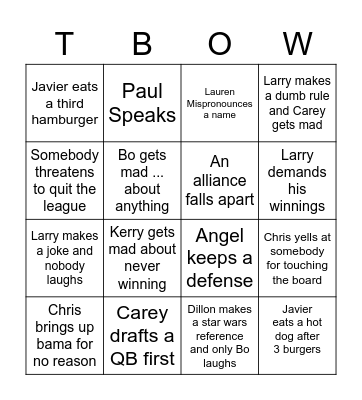 La Liga Draft Bingo Card