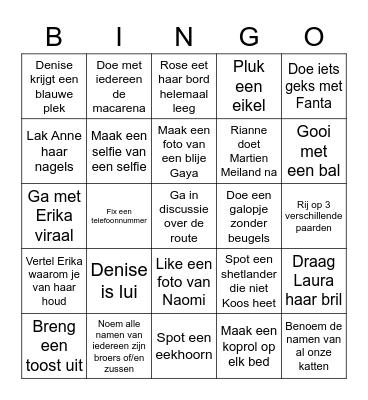 Party Animals Bingo Card