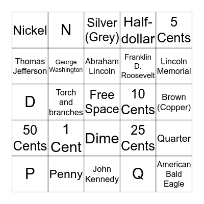 Money Bingo Card