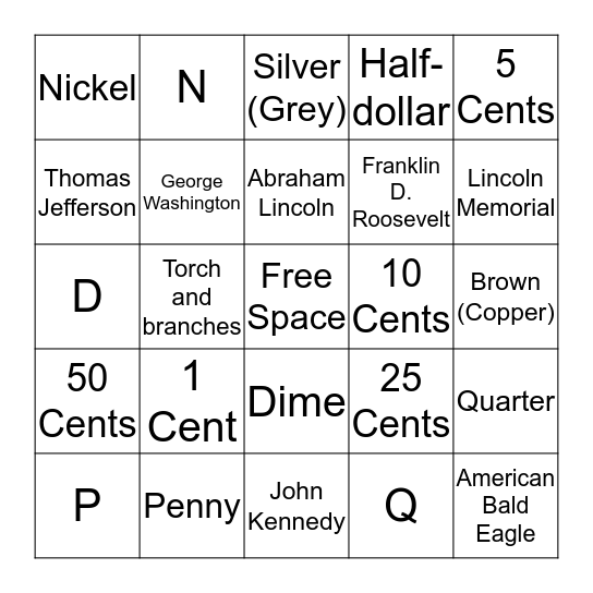 Money Bingo Card