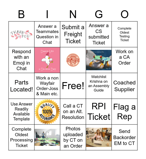 May Team 7 Bingo Card