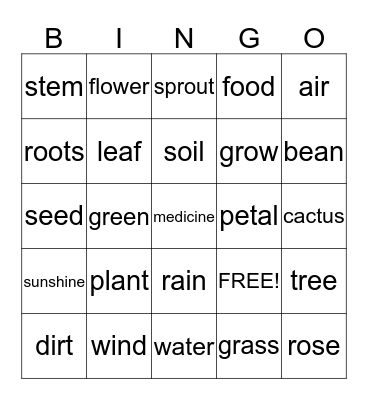 Plants Bingo Card