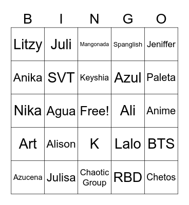 Chaotic Bingo Card