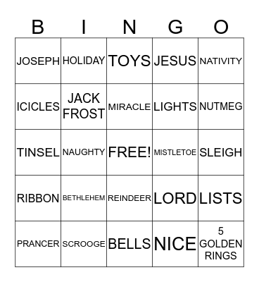 CHRISTMAS BINGO Card